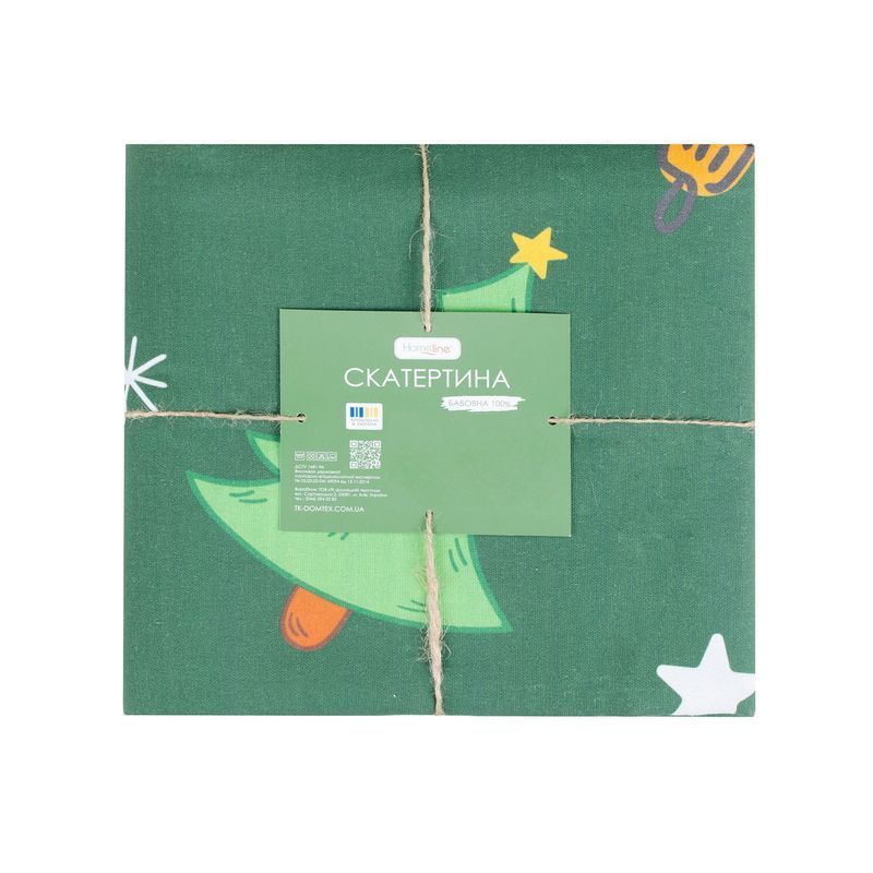 Скатерть HomeLine Merry Christmas зеленая 150х220 см