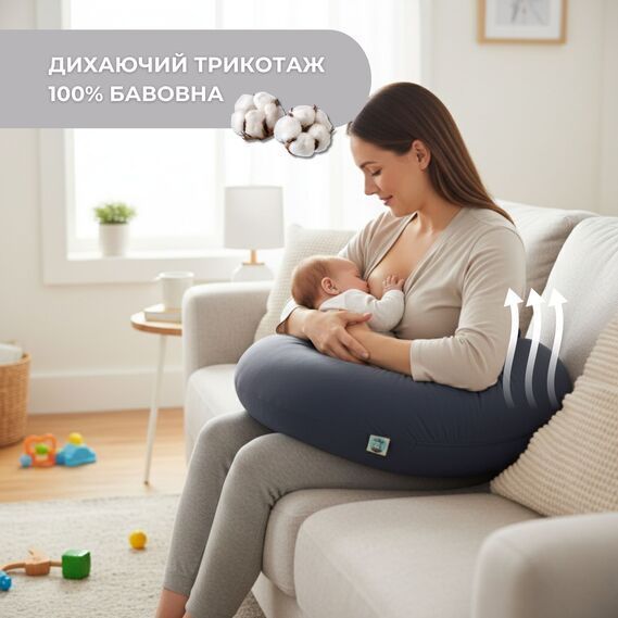 Подушка дитяча ортопедична для вагітних та годування SeiDesign темно-сірий 30х190