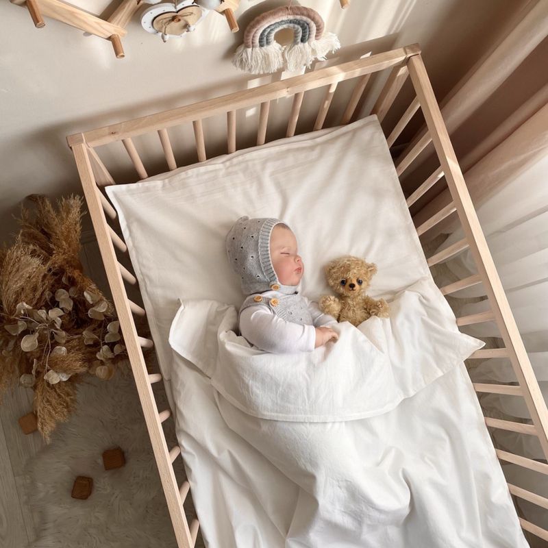 Комплект постельного белья Маленькая Соня вареный хлопок молочный для новорожденных