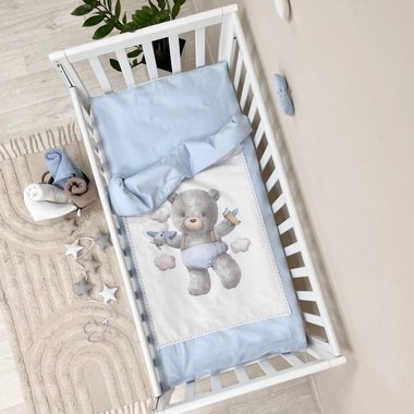 Комплект постельного белья Маленькая Соня Kids Toys Мишка голубой для новорожденных