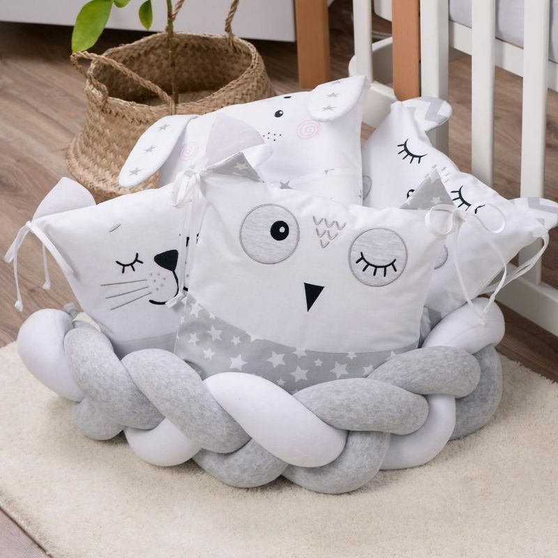 Постільний комплект Baby Veres "Smiling animals white-gray new" (6од.) для новонароджених