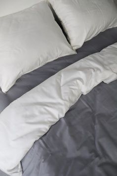 Постельное белье Bedclozzzes сатин gray + milk (№37+3) евро