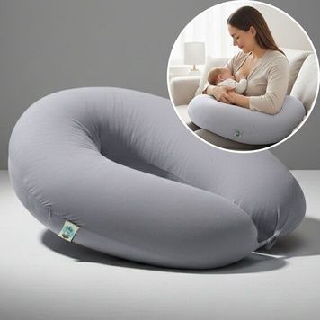 Детская ортопедическая подушка для беременных и кормления SeiDesign серый беж 30х190