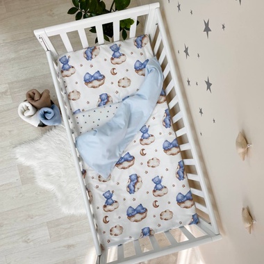 Комплект постельного белья Маленькая Соня Baby Mix Тедди голубой для новорожденных