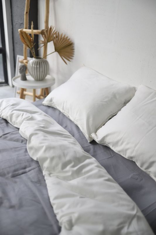 Постельное белье Bedclozzzes сатин gray + milk (№37+3) евро
