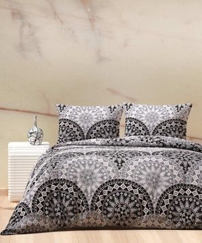 Постільна білизна бязь LORINE black and white ornament євро