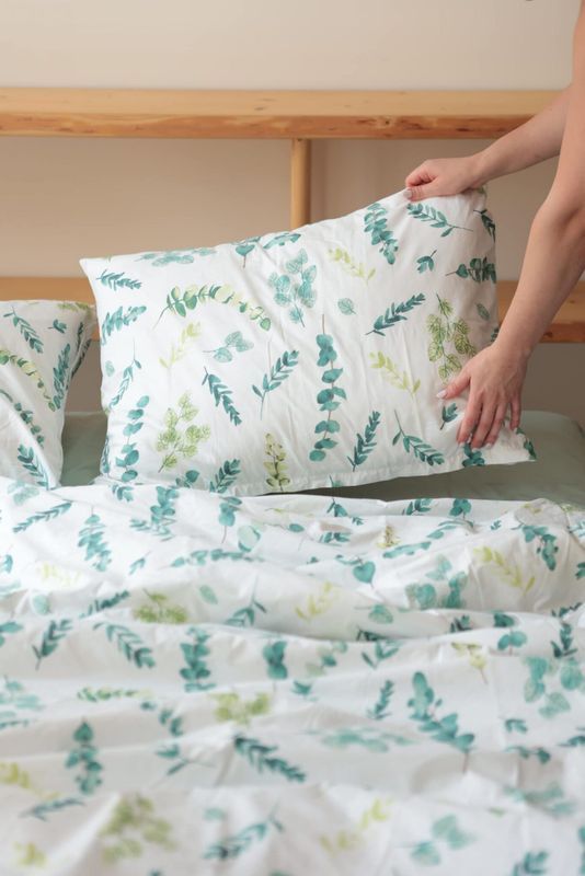 Постільна білизна Bedclozzzes ранфорс Ментолові гілочки евкаліпту (6153+66) двоспальний