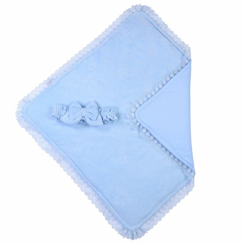 Конверт-одеяло Baby Veres ''Velour lace medium blue'' 80х80 см