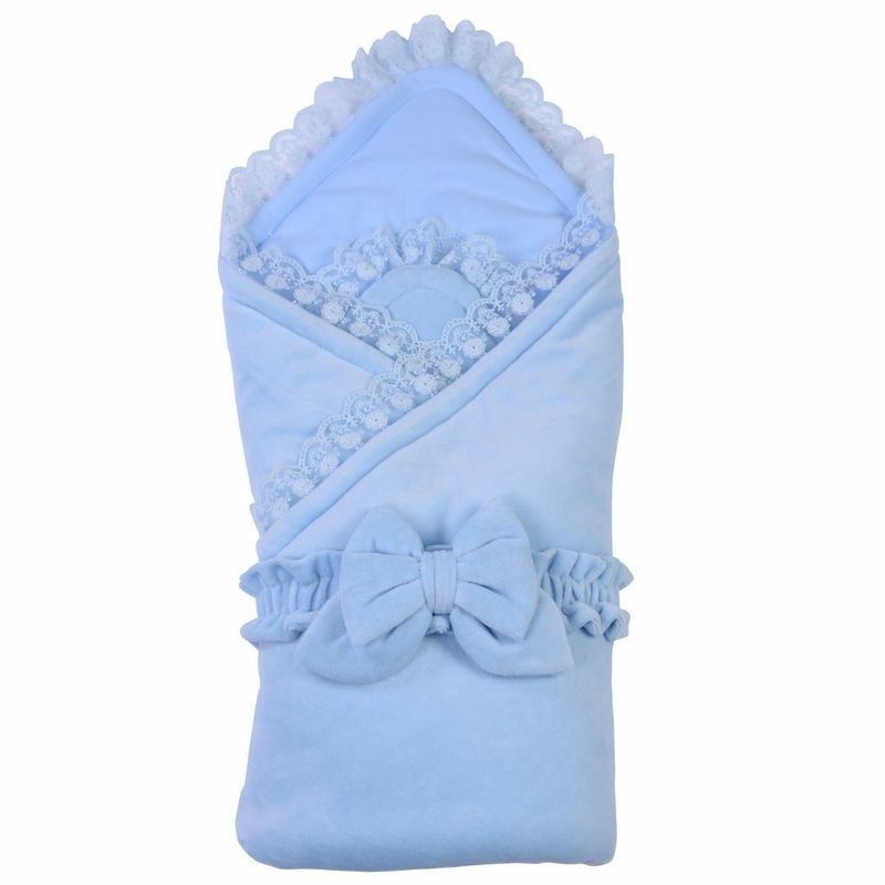 Конверт-одеяло Baby Veres ''Velour lace medium blue'' 80х80 см