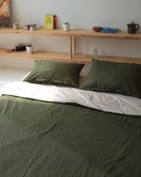 Постельное белье Bedclozzzes ранфорс хаки+песочный (№7+№90) евро