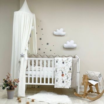 Комплект постільної білизни Маленька Соня Baby Mix Зайці на драбинці бежевий для новонароджених