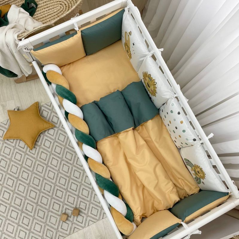 Комплект постельного белья Маленькая Соня Арт Дизайн "Львенок" малахит для новорожденного