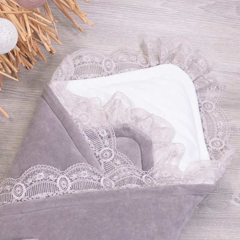 Конверт-одеяло Baby Veres ''Velour lace taup grey'' 80х80 см