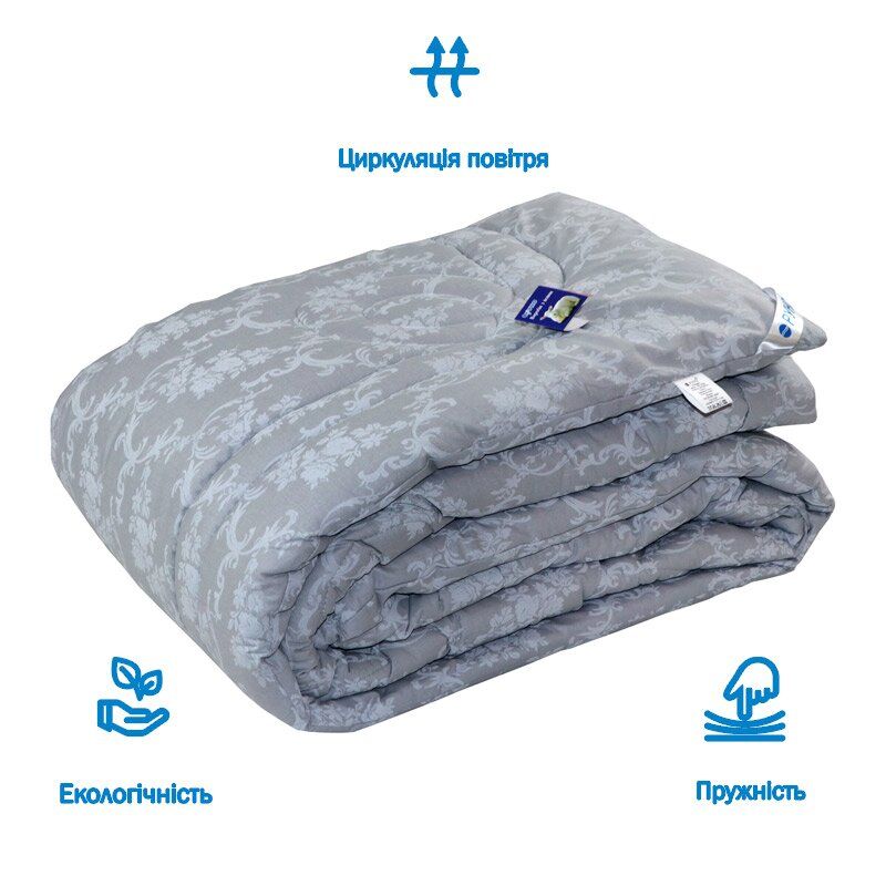 Одеяло шерстяное Руно Серый вензель зимнее 172x205 см
