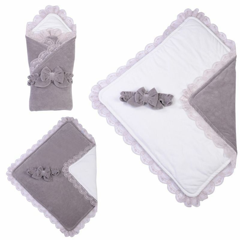Конверт-одеяло Baby Veres ''Velour lace taup grey'' 80х80 см