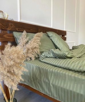 Постільна білизна Bedclozzzes страйп оливковий №27 полуторний