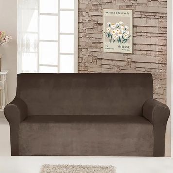 Чехол на диван LoveYouHome 3-местный велюровый какао