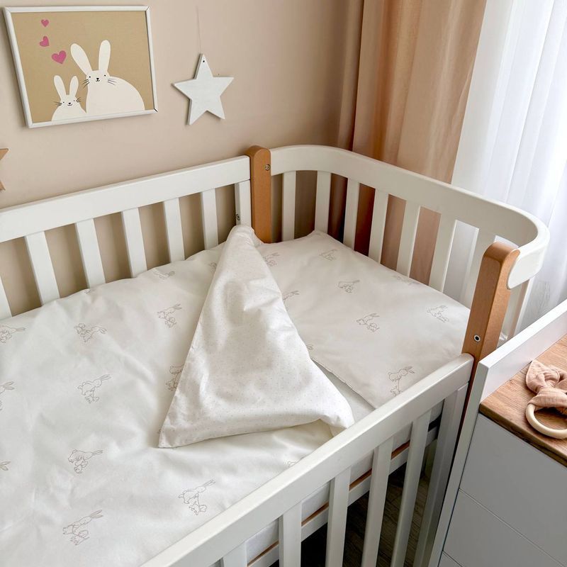Комплект постільної білизни Маленька Соня Baby Dream New Зайка із собачкою бежевий/пудра для новонародженого