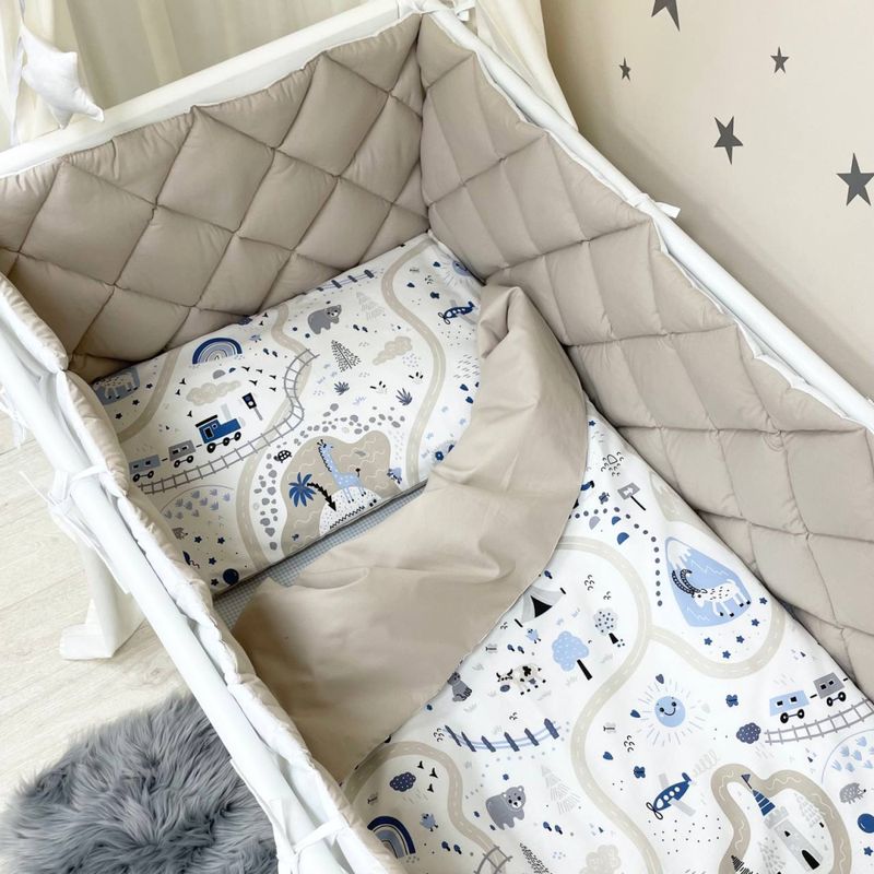 Комплект постельного белья Маленькая Соня Baby Mix Железная дорога для новорожденных