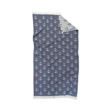 Полотенце Lotus Home Pestemal Anchor navy синий 90x160 см