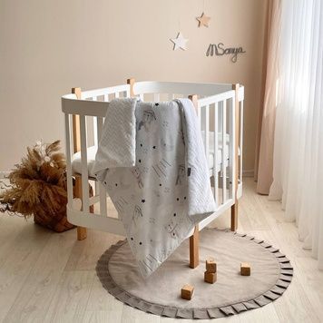 Плед-конверт Маленькая Соня с одеялом из минки/Косичка Котики в облаках серый 80x100 см