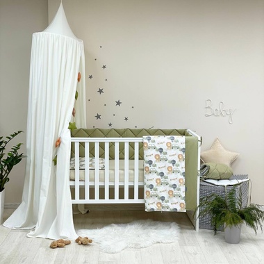 Комплект постільної білизни Маленька Соня Baby Mix Левеня з машинкою зелений для новонароджених