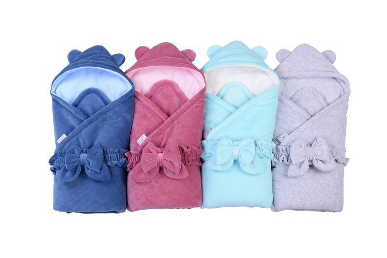 Конверт-одеяло с капюшоном Baby Veres ''Velour grey melange'' 80х80 см