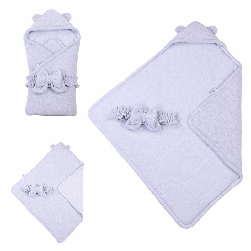 Конверт-одеяло с капюшоном Baby Veres ''Velour grey melange'' 80х80 см