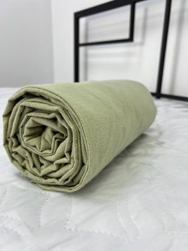 Простынь на резинке Lusil фланель оливковый 160х200х30 см