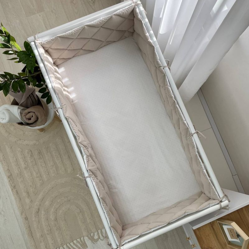Стеганый бортик Маленькая Соня капучино/белый 30x60 см + 30x120 см