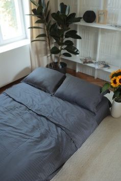 Постільна білизна Bedclozzzes страйп сатин графітовий №10 полуторний