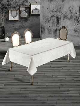 Скатертина тефлонова прямокутна 160х220 Hatmi Beyaz