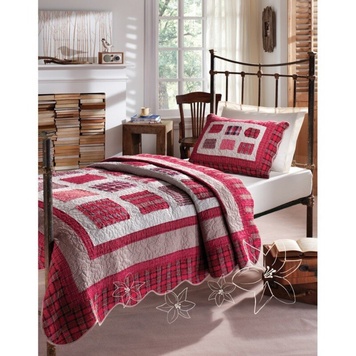 Покривало з наволочкою Karaca Home Cheery Patchwork 180x260 см