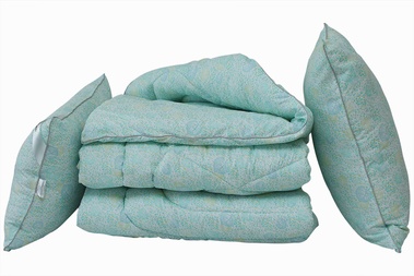 Комплект одеяло TAG лебяжий пух Listok и 2 подушки 50х70, 145x215