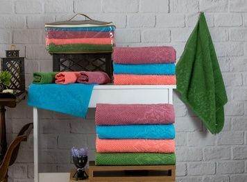 Кухонные полотенца махровые Zeron 3 шт Damask 30x50 см