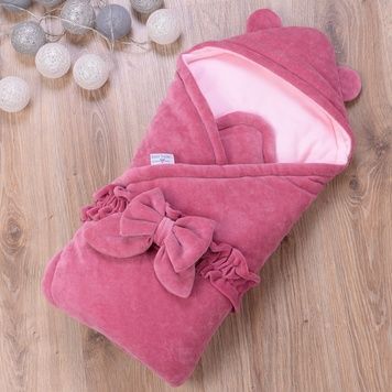 Конверт-ковдра з капюшоном Baby Veres ''Velour wild rose'' 80х80 см