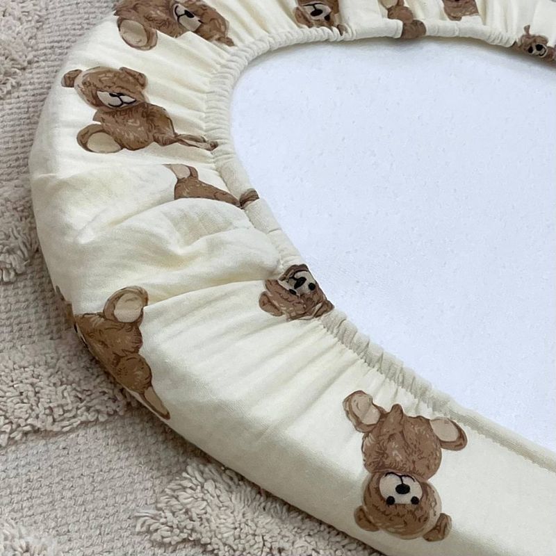 Простирадло Маленька Соня муслін у візочок Teddy на молочному 45x80 см