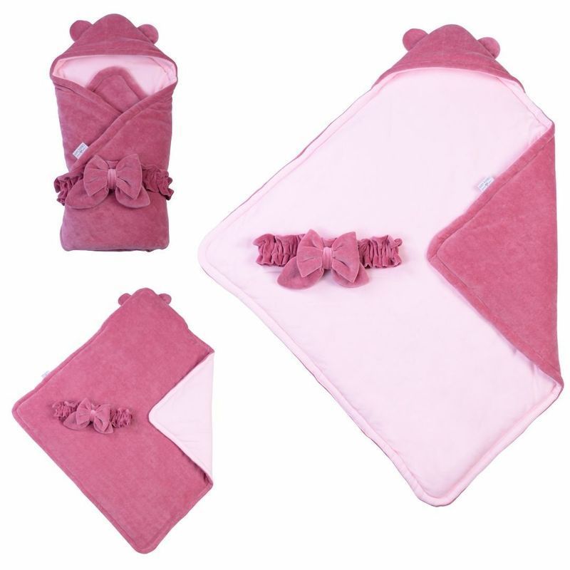 Конверт-одеяло с капюшоном Baby Veres ''Velour wild rose'' 80х80 см