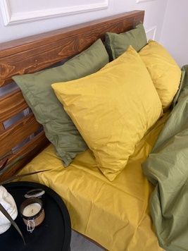 Постельное белье Bedclozzzes ранфорс медовый+хаки (№16+90) евро