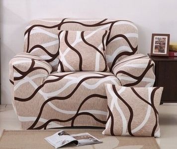 Чохол на крісло еластичний Homytex принт Хвиля беж