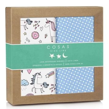 Набор пеленок бязь Cosas UNICORN-SWET DOTS IN BLUE 2 штуки 80x100 см