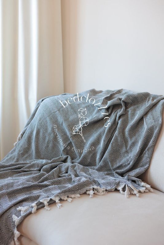 Бавовняне покривало Bedclozzzes зигзаги чорно-біле 200x230 см
