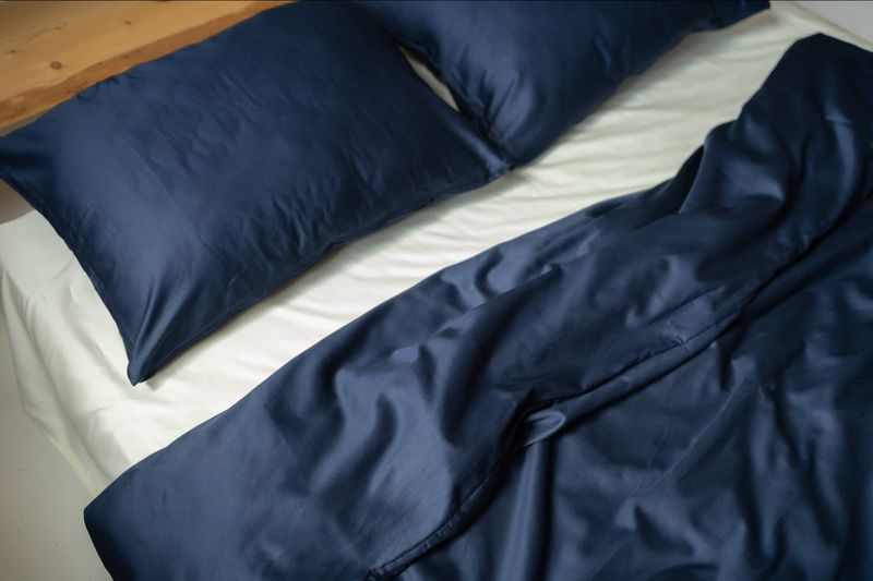 Постельное белье Bedclozzzes сатин indigo + milk (№66+3) евро