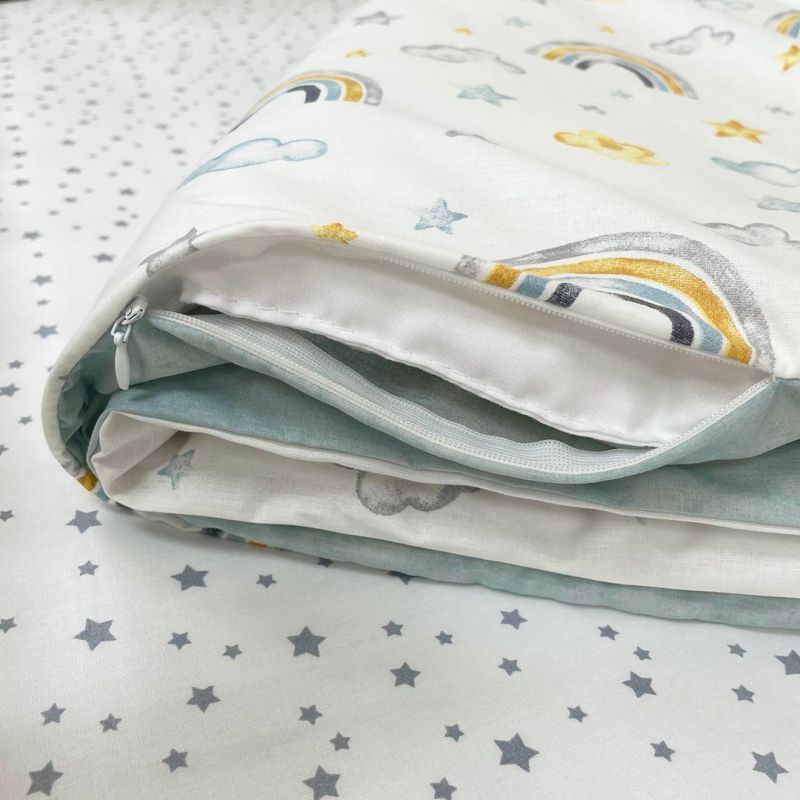 Комплект постельного белья Маленькая Соня Baby Mix Радуга горчично-голубая для новорожденных
