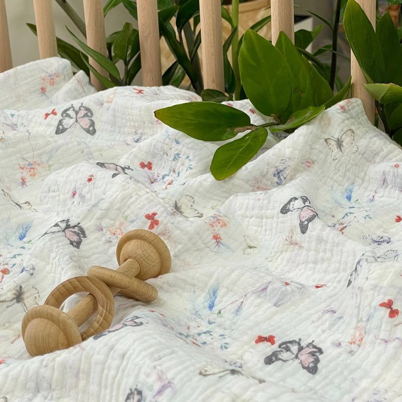 Пелюшка Маленька Соня муслін Метелики на молочному 95x135 см