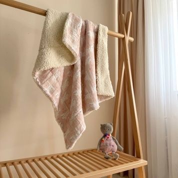 Плед Маленька Соня муслін на хутрі Teddy Коти 80x100 см