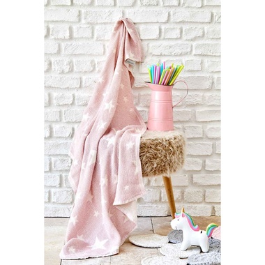 Дитяче покривало піке Karaca Home - Baby star pembe рожевий 80х120 см