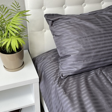 Комплект постельного белья Stripe Sense Graphite сатин-страйп SoundSleep графит евро