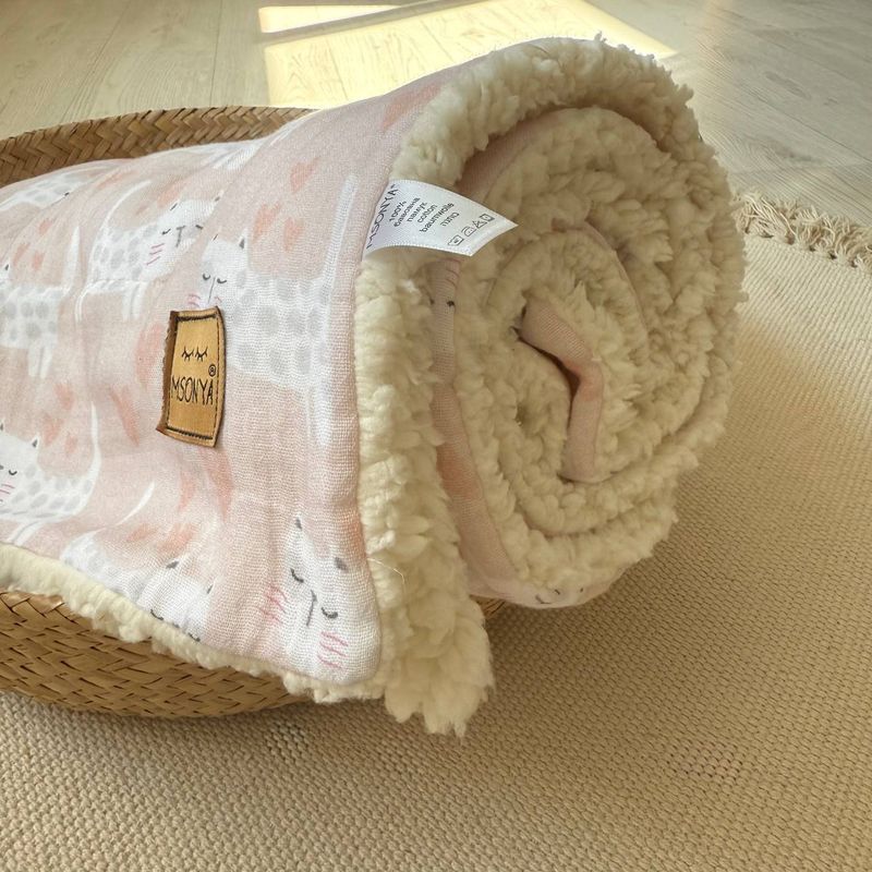 Плед Маленька Соня муслін на хутрі Teddy Коти 80x100 см