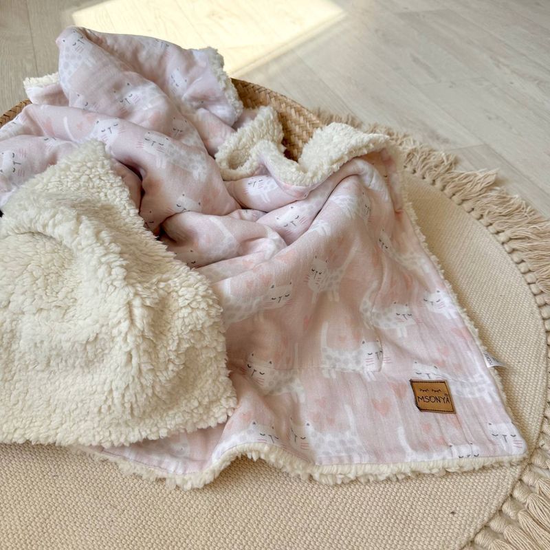 Плед Маленька Соня муслін на хутрі Teddy Коти 80x100 см